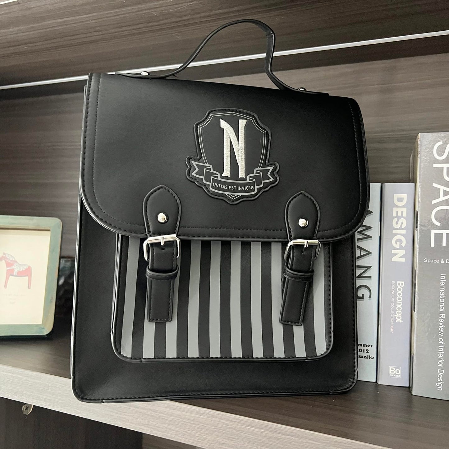 HEYIYI Gothic Backpack Black Faux Leather