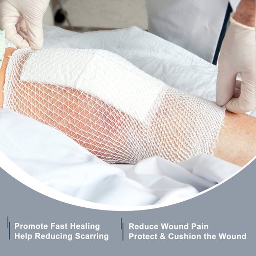LotFancy Calcium Alginate Wound Dressing, 4”x8” Patches, 10 Count, Sterile Non-Stick Padding, Highly Absorbent Wound Dressings Pads for Emergency Care, Fast Healing