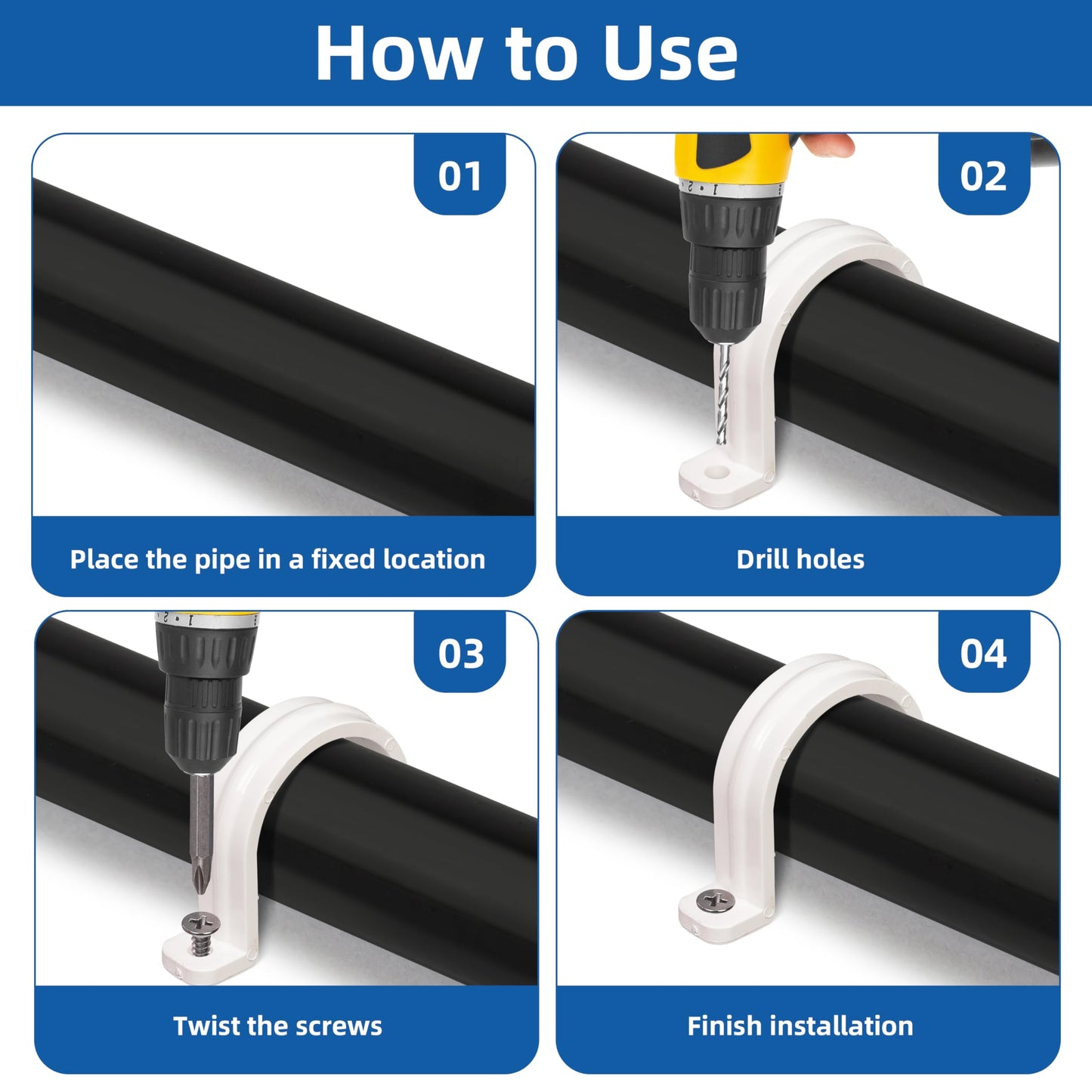 20 Set PVC conduit pipe strap clamps Φ32 MM - SCH 1 IN,Two Hole plastic pipe clips