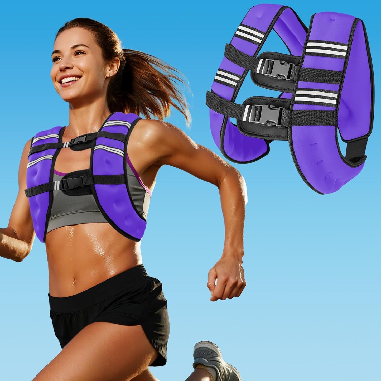 Zikopomi Weighted Vest - Versatile 6lb to 30lb Options with Reflective Stripes for Enhanced Workouts