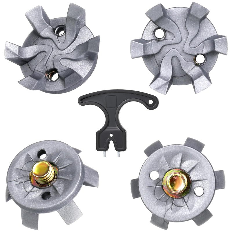 Shappy 51 Pcs Golf Shoe Spikes Replacements Set 50 Golf Shoe Cleats with 1 Black Cleats Spanner Metal Thread Screw 5.84 mm Dia Replacement for Cricket(Gray)