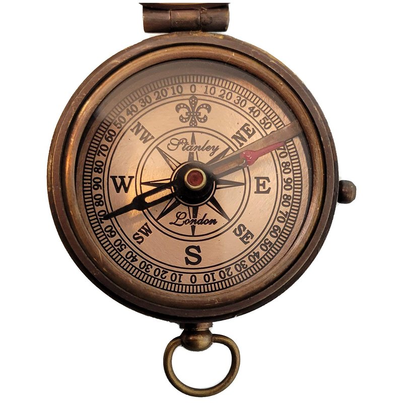 Personalized Antique Brass Pocket Compass with Custom Engraving – Engraved Compass Gift for Graduation, Father’s Day, Anniversary, Travel, or Family Heirloom – Optional Hardwood Box (Behind You)