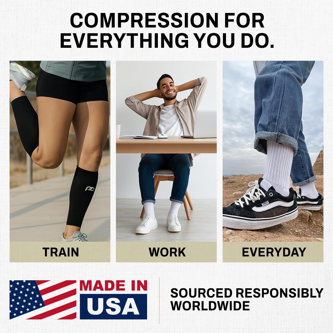 PRO Compression Calf Compression Sleeves for Men & Women - Shin Sleeves for Shin Splint Relief, Travel, and Running Support - Black, Large/X-Large