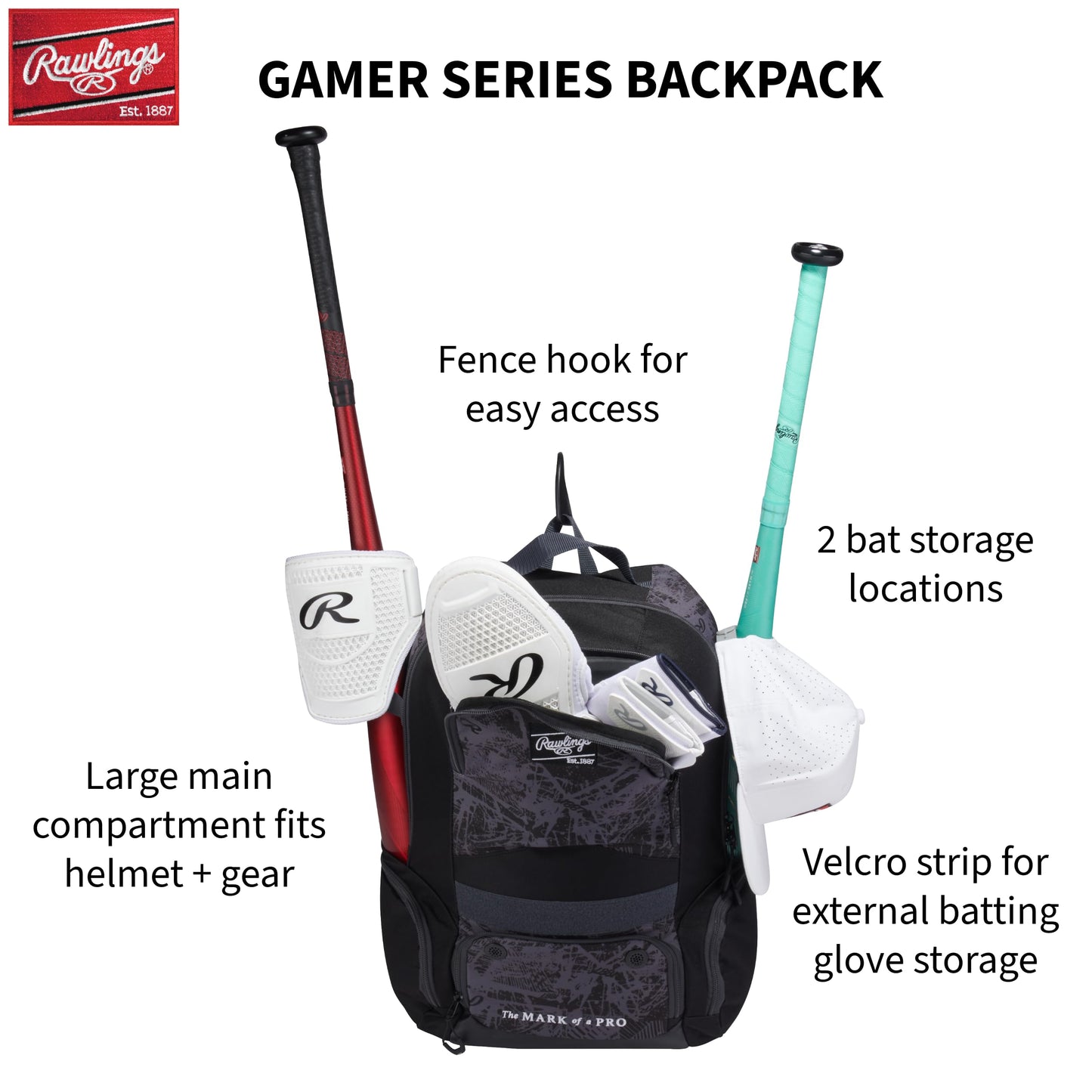 Rawlings | GAMER SERIES Backpack | Baseball/Softball | Pink
