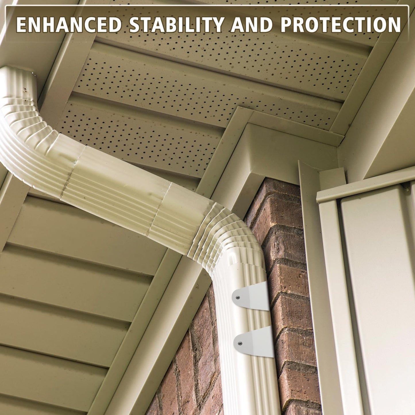 Shimeyao 4 Pcs Gutter Downspout Straps 2 x 3 Inch Downspout Pipe Clip Hidden Bracket, Aluminum Rain Gutter Straps for Secure Wall Mounting