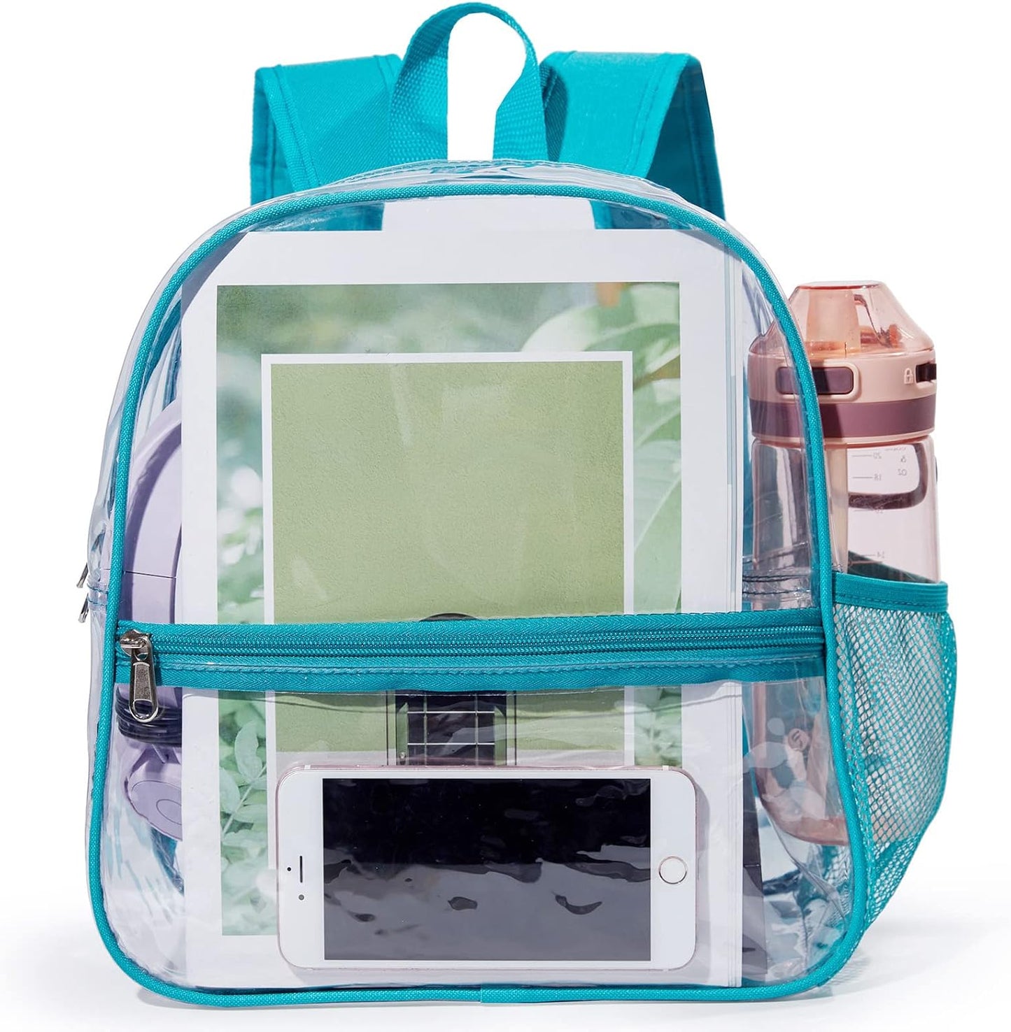 Skiennix Mini Clear Backpack - Waterproof PVC Stadium Approved Transparent Bag | 12"x6"x12" Green