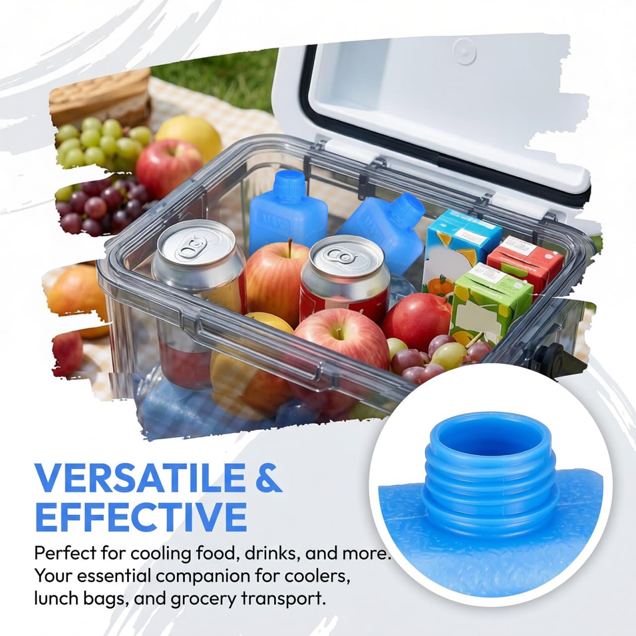 Angoily 8 Pcs Reusable Cooler Ice Packs with Leak-Resistant Lid Portable Freezer Blocks for Camping Picnic and Air Conditioner Fan Cooling Lightweight 4.53X1.57X2.36 Inches