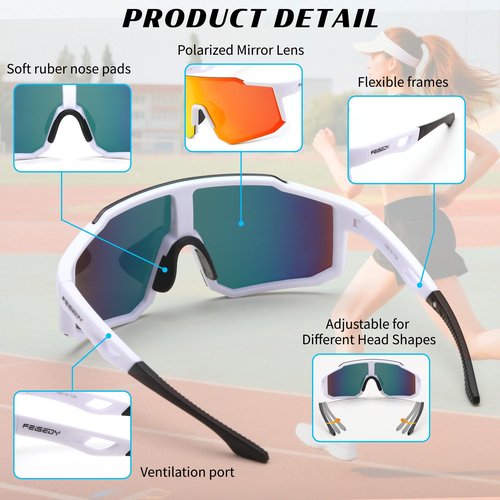 FEISEDY Polarized Sports Sunglasses for Men Women Youth - Baseball, Running, Cycling UV400 Protection 4 Lenses B0279