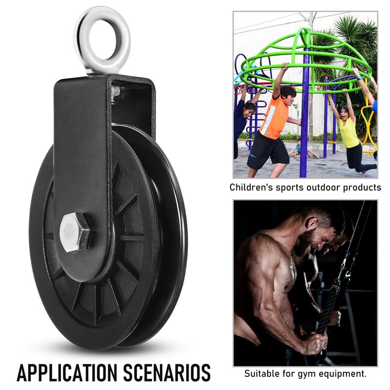 Vaguelly 3Pcs Fitness Pulley Wheel Lightweight Gym Pulley for Easy Replacement Maintenance Black Fitness Equipment Accessories for Home Gym