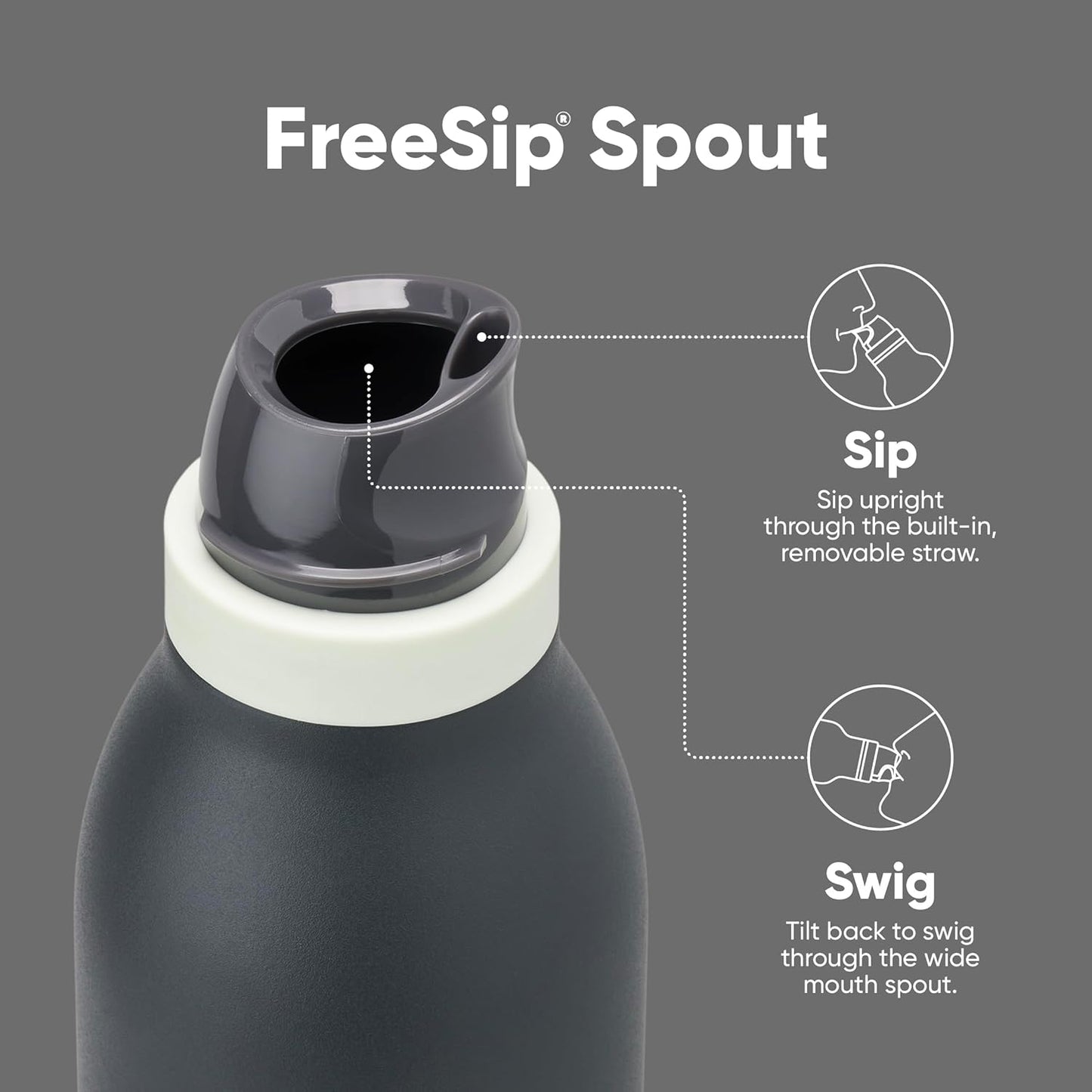 Owala FreeSip Insulated Stainless Steel Water Bottle - BPA-Free 18 oz with Straw for Sports & Travel - Blue/Grey