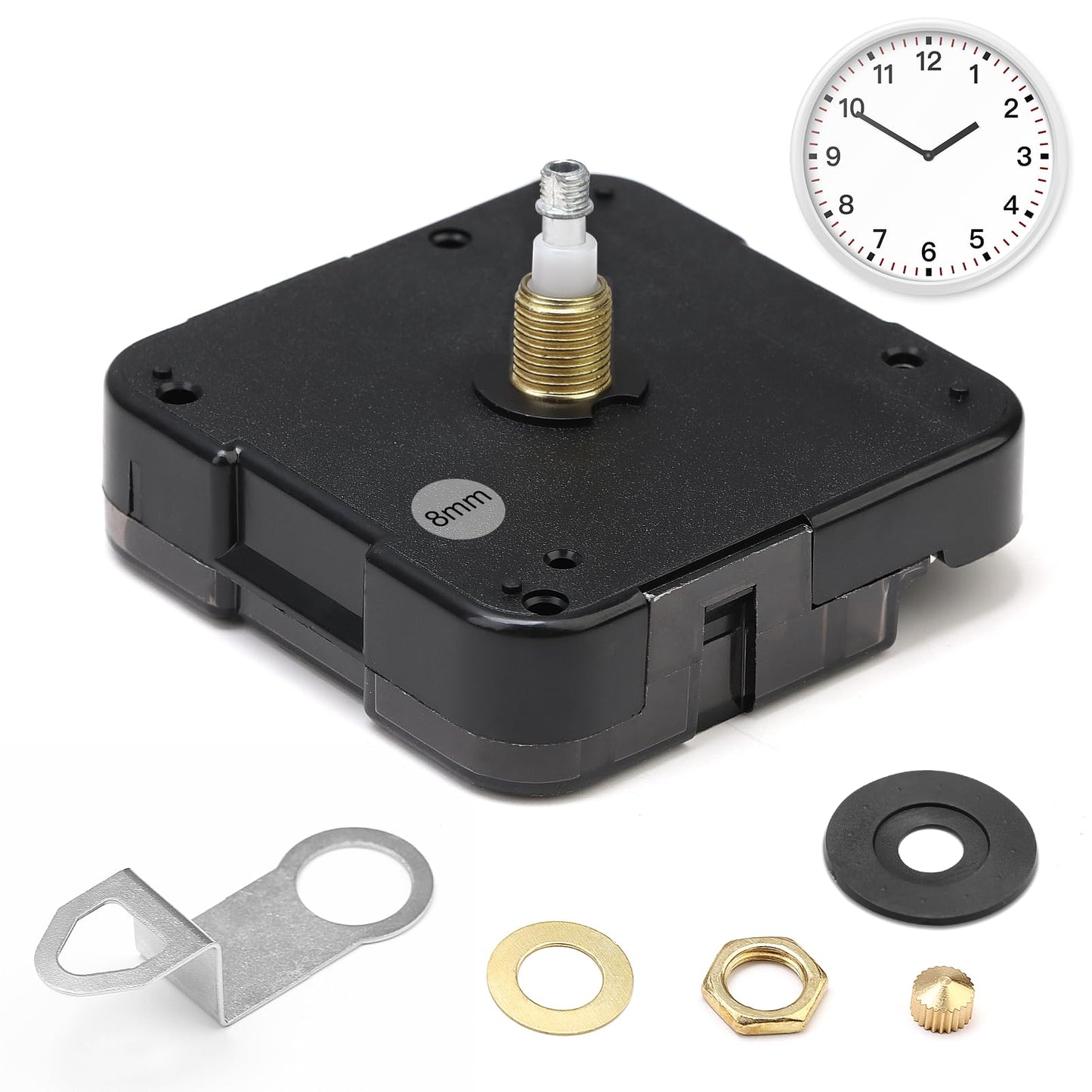 YENOVO Quartz Clock 12888 Movement No Second Hand Replacement Set, Battery Operated Axis Shaft High Torque Parts Suitable for Wall Clock Motor Repair Parts and DIY (Thread Length 8mm)