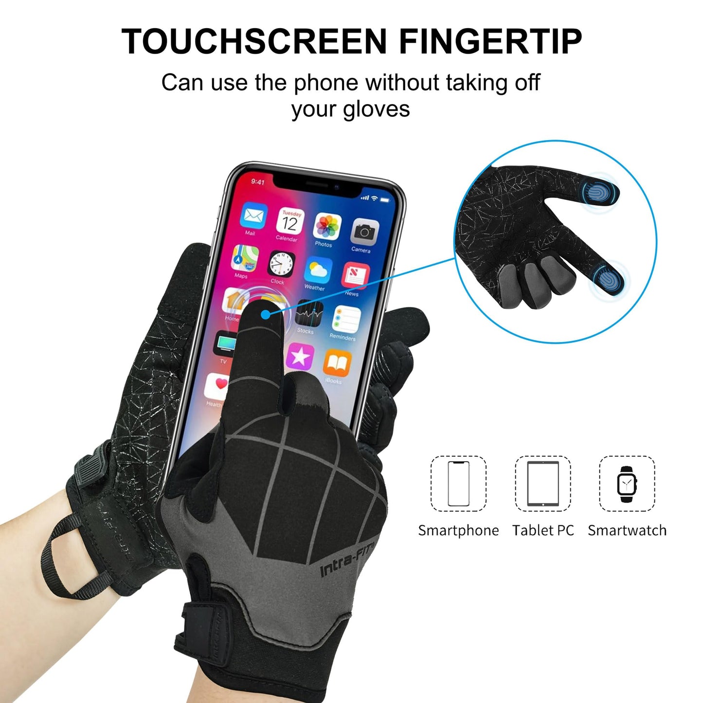 Intra-FIT Anti-Slip Gloves, Touchscreen Compatible