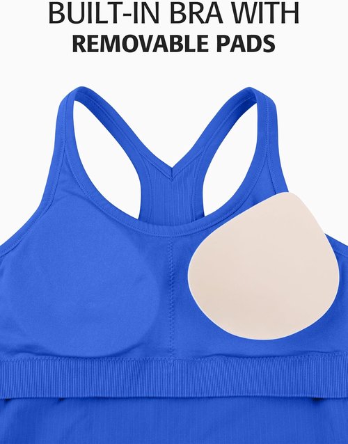 ATTRACO Workout Tank Top for Women - Ribbed Design with Built-In Bra | Racerback Athletic Scoop Neck
