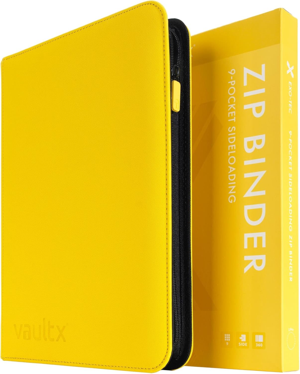 Vault X 9 Pocket Trading Card Zip Binder - Premium Exo-Tec Material, Holds 360 Cards, Yellow