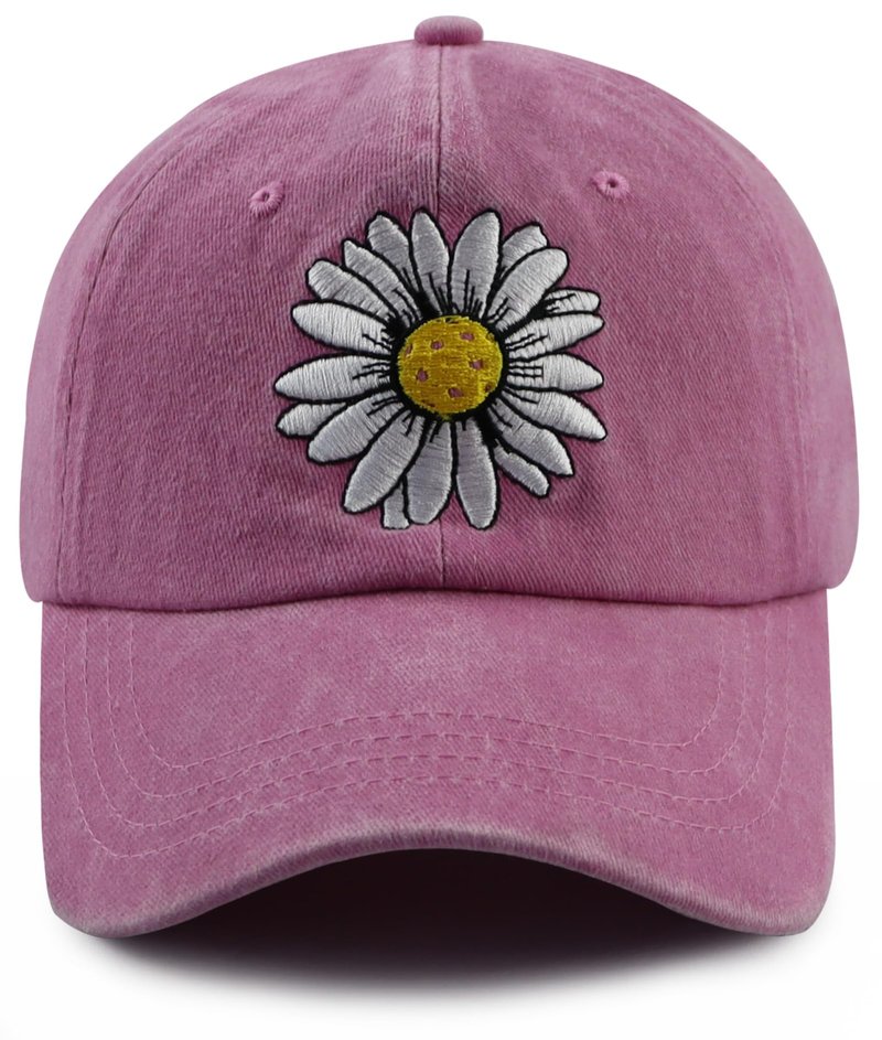 Pickleball Gifts for Women, Pickle Ball Baseball Cap, Cute Daisy Woman Pickleball Hat, Christmas Mother's Day Birthday Accessories for Mom Mama Aunt Pink