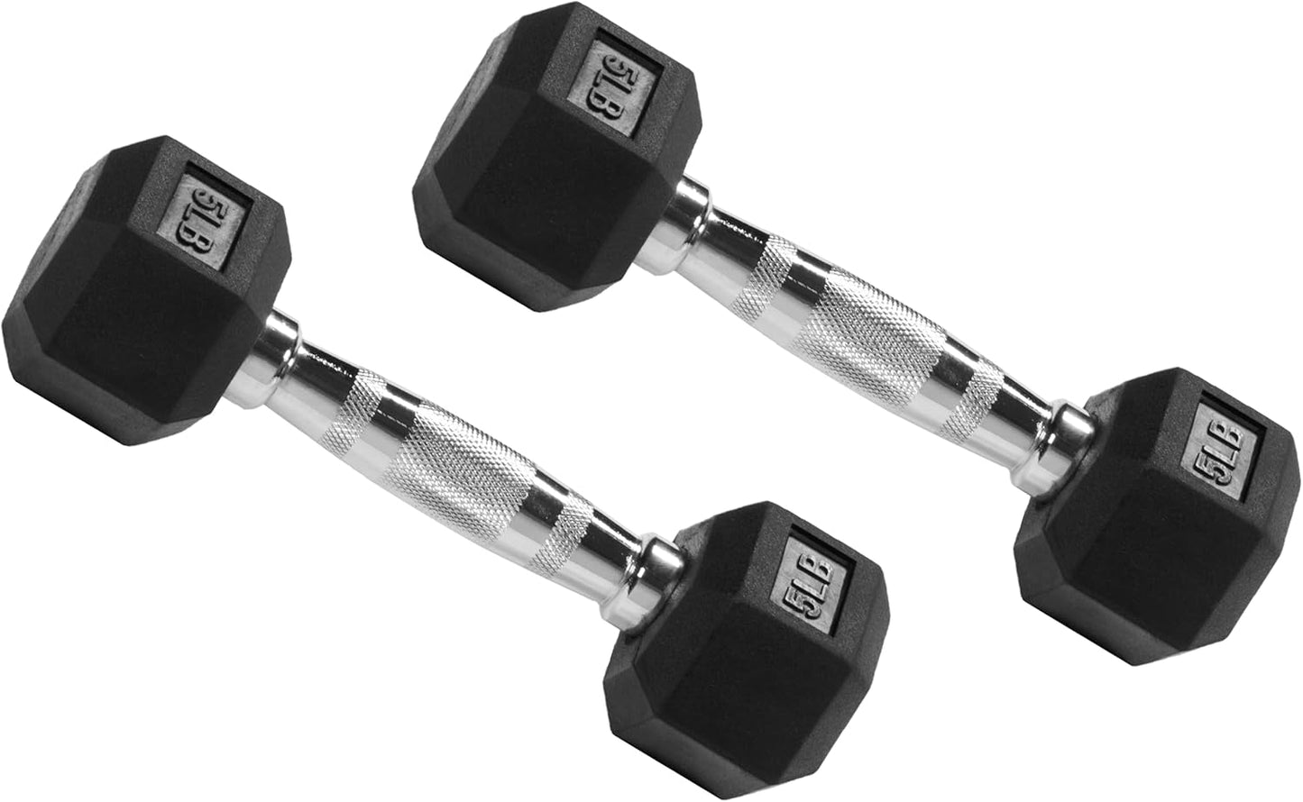 Signature Fitness Dumbbells - Rubber Encased Hex Weights Pair for Home Gym Training