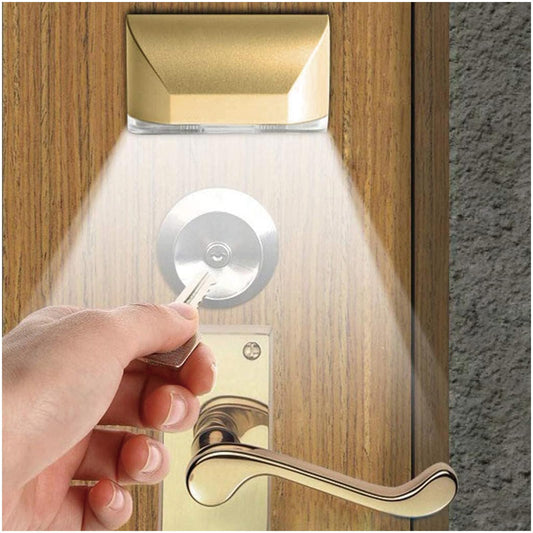 Home Keyhole Light by Battery Operated Auto Sensor Motion Detector Light with 4 LED lamp for Key Hole/Door Lock Kitchen Hallway Stairway (Gold)