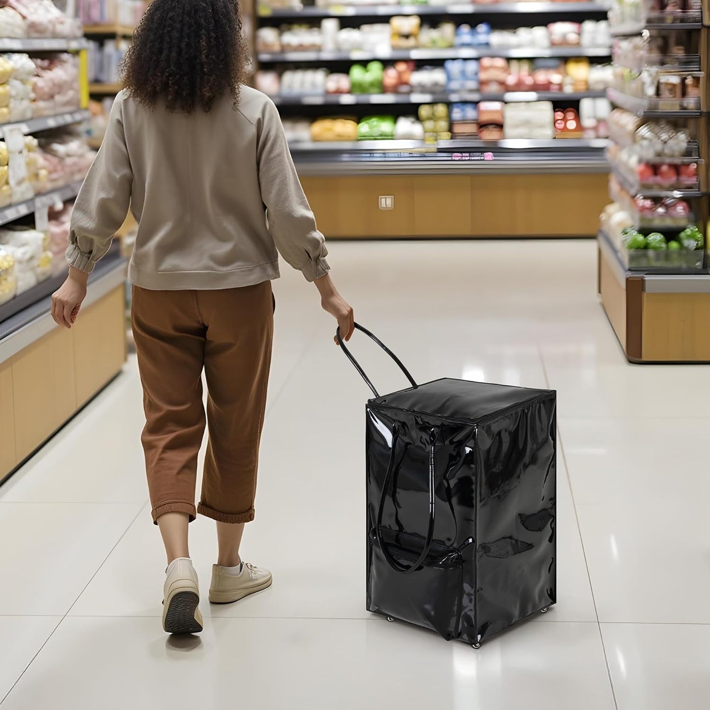 StorageWorks Grocery Cart - Rolling Tote Bag with Zipper Closure & Handles | Convenient Shopping Solution