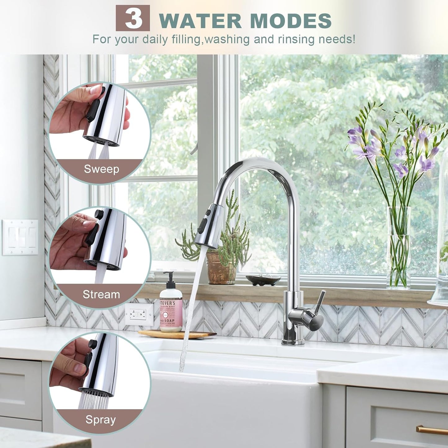 Stainless Steel Kitchen Faucet Combo with Water Filter - Brushed Nickel Sink Faucet for RO Systems