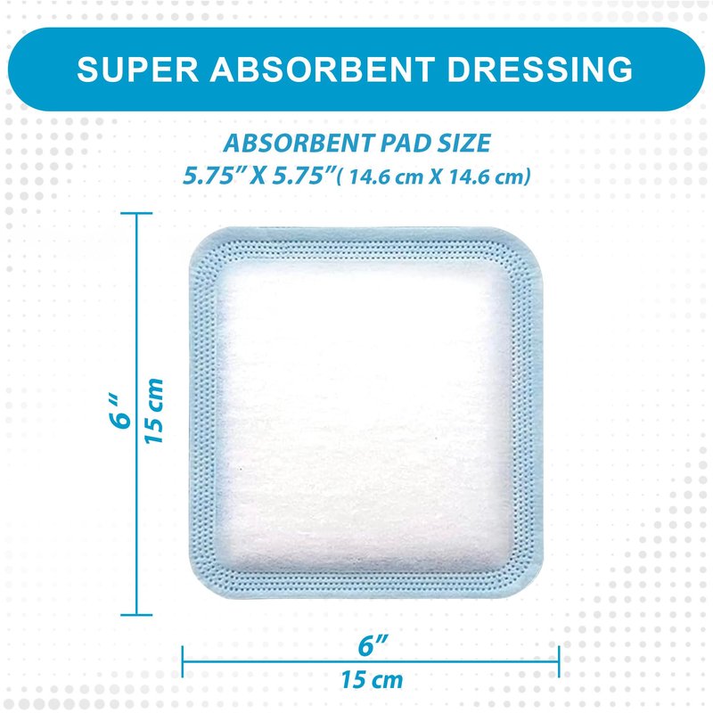 MedVance Super Absorbent Dressing, Non-Adhesive Pads for Wound Care, for Pressure Ulcers & 1st/2nd Degree Burns, Superior Moisture Absorption, Box of 10 dressings (6"x6" Bandage, 5"x5" Pad)