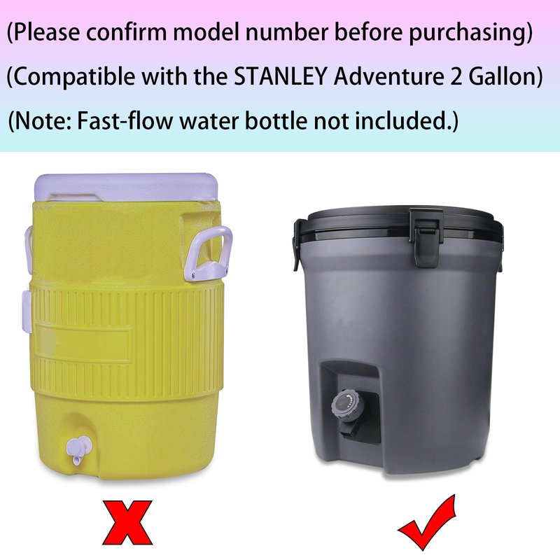 2PCS Water Spigot for STANLEY Adventure 2 Gallon Fast Flow Water Jug，spout Compatible with STANLEY Adventure 2 Gallon Fast Flow With extension hose,and will not leak (2, Black)