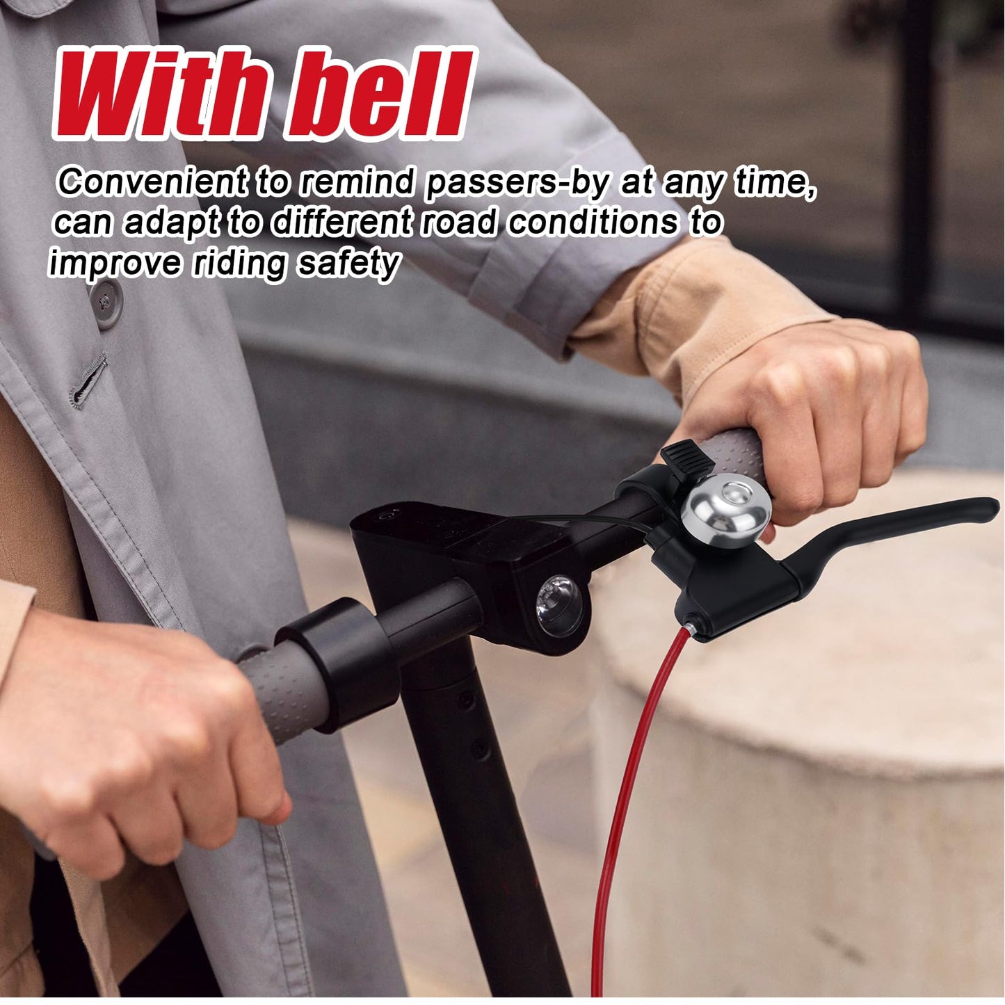 lasuroa Brake Handle Lever with Brake Cable & Bell, Electric Scooter Replacement Parts Compatible with Gotrax GXL V2/Apex Pro XL/Rival/XR Elite/XR Ultra