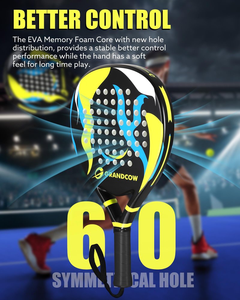 Padel Racket Palas de Padel raqueta Lightweight for Women Female Players Teardrop Shape, Soft EVA Core, Fiberglass Surface, Beginner to Intermediate Arm Friendly All Round Racquet 38mm (Black)