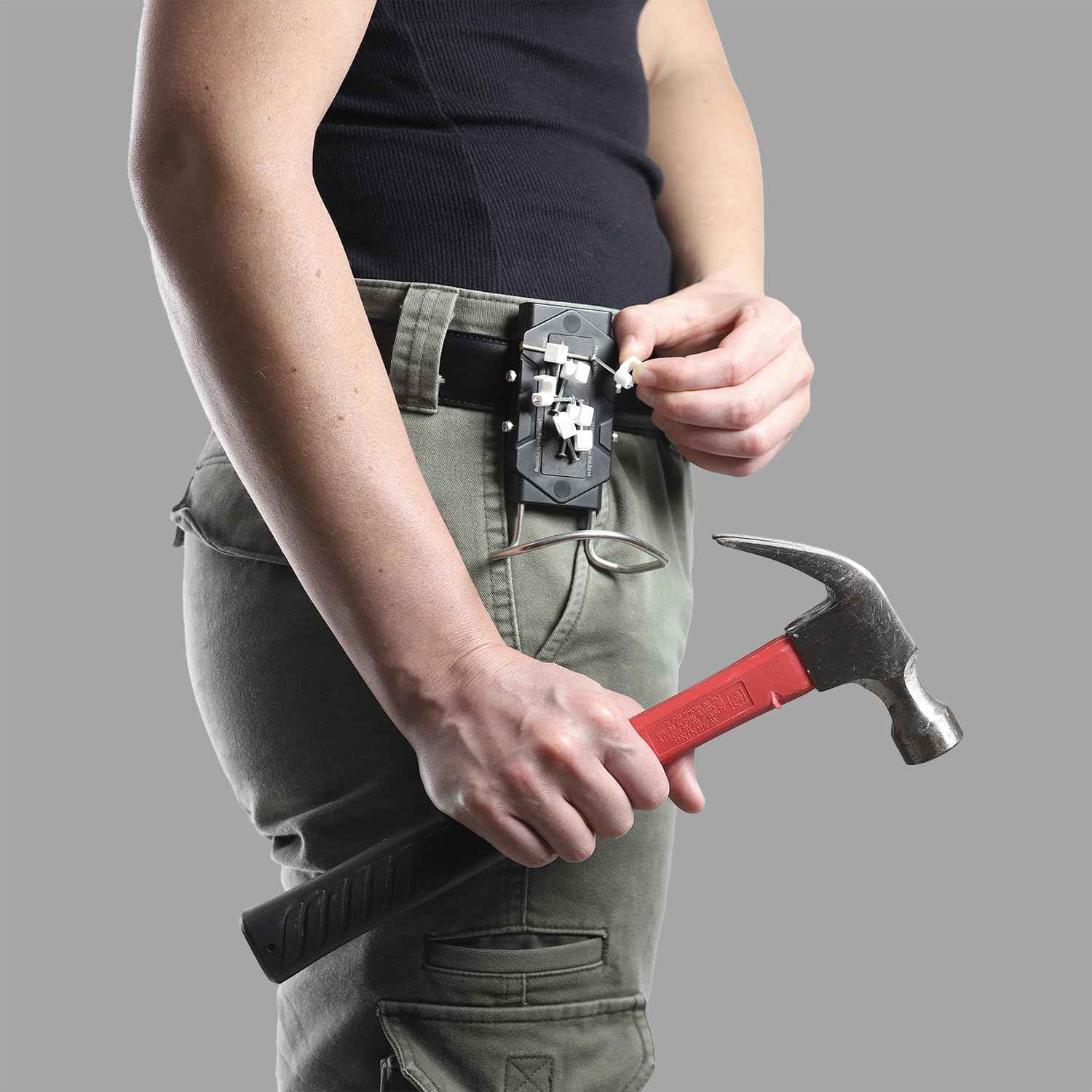 Stinger Magnetic Clip on Tool Hammer Holder for Belt, Strong Magnets Belt Clip Holster for Any Magnetic Tools and Hardware Holds Hammer, Wrench, Pliers, Screws, Nails, Drill Bit, Screw Driver