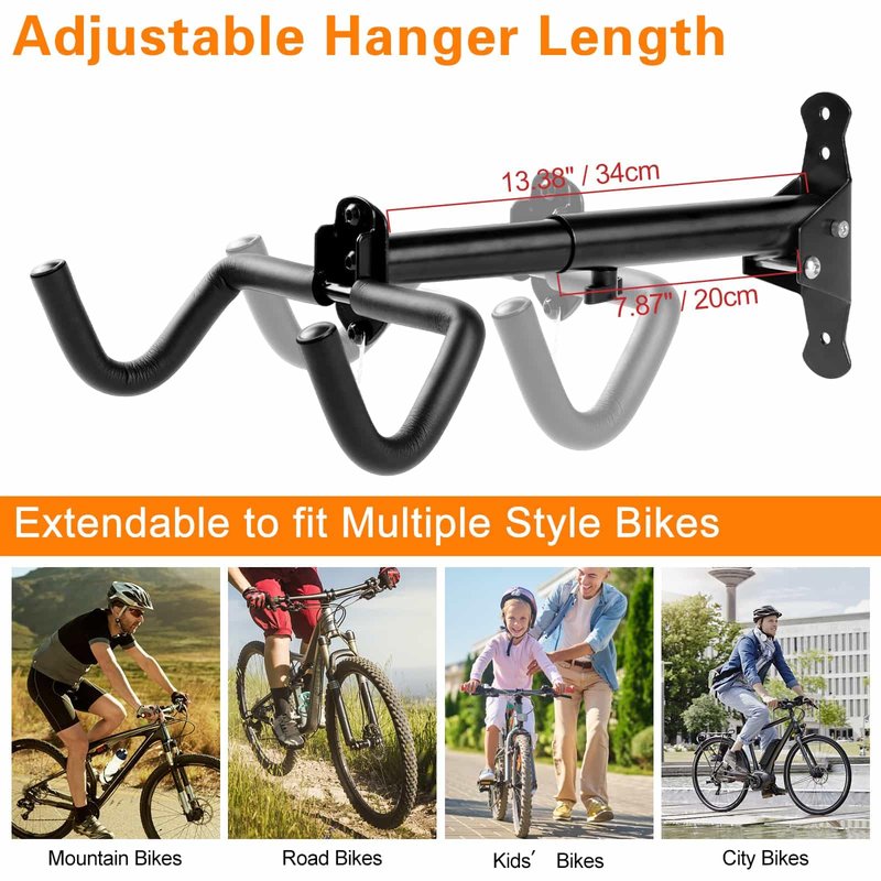 Cyfie Bike Wall Mount, Horizontal Garage Storage Bike Rack Hanger, Indoor Bicycle Holder Hook for Hanging Mountain Road Hybrid Bikes in Apartment Home