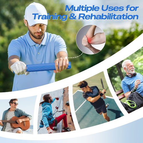 Flex Therapy Bar - Tennis & Golfers Elbow Therapy Bar, Relieve Tendonitis Pain & Improve Grip Strength, Twist Bar for Physical Therapy, Fitness Resistance Bar Equipped with 3 PCS Bar & 5 PCS Bands