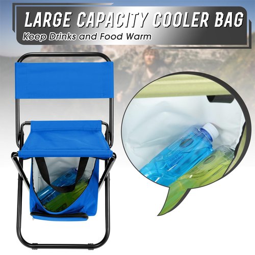 Jerify 2 Pcs Fishing Chair with Cooler Bag Multi-Function Foldable Compact Fishing Stool Hunting Chair Portable Backrest Stool with Folding Backpack for Finishing Camping Hunting Travel(Camo Color)