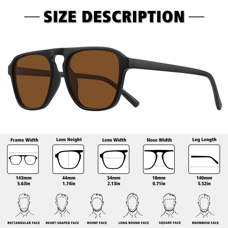STORYCOAST Polarized Retro Aviator Sunglasses for Men Women Classic Driving Running Sports Square Aviators Sun Glasses 3Pack-Black+Green+Brown