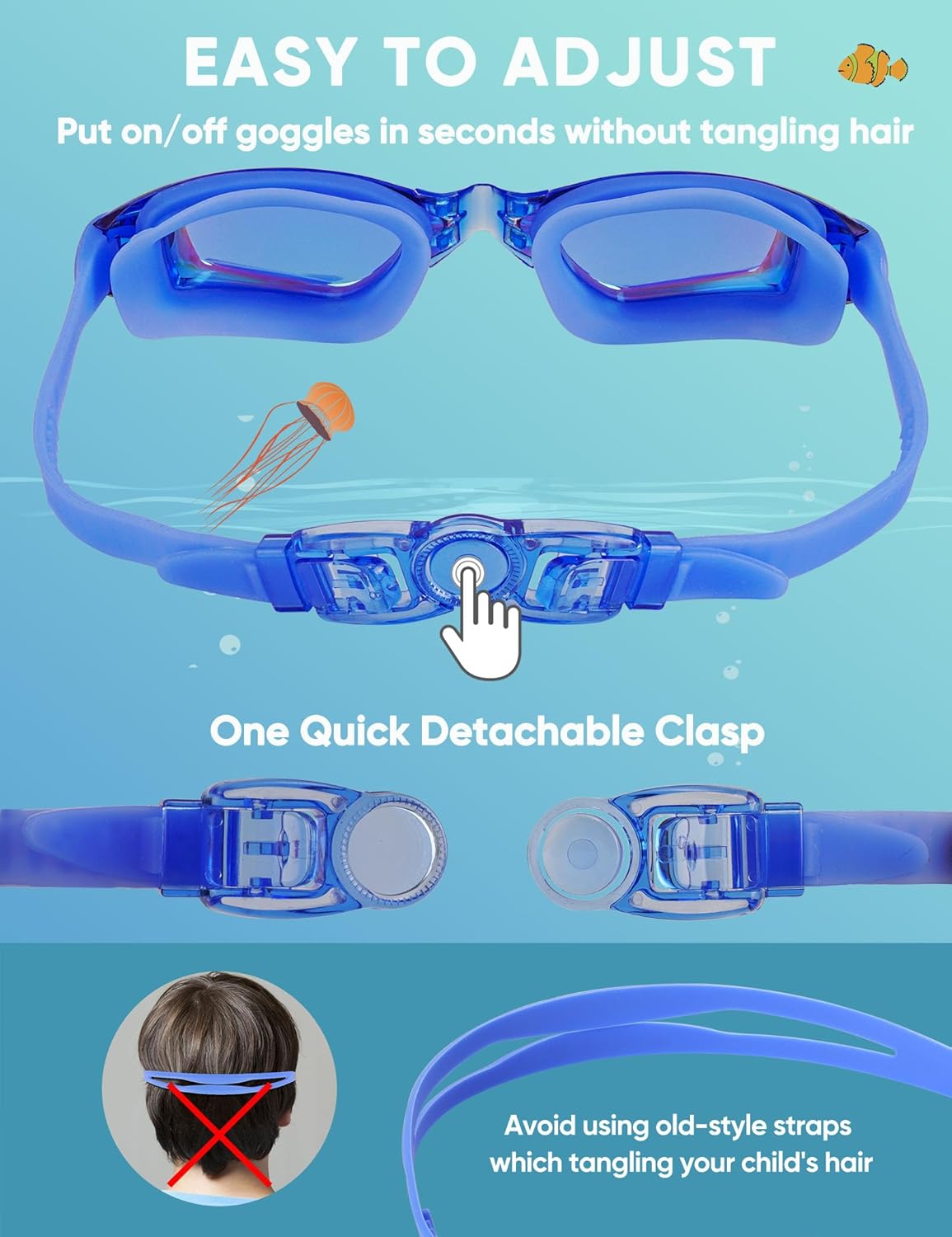 Skiennix Kids Swim Goggles - Anti-Fog Pool Goggles for Ages 3-14 | 2-Pack for Boys & Girls