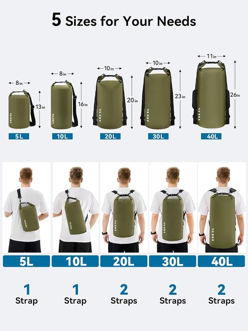 HEETA Waterproof Dry Bag - Lightweight Roll Top Storage for Travel & Outdoor Adventures | 5L/10L/20L/30L/40L