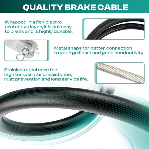 DRIVE UP 2PCS Club Car Precedent Brake Cable Stainless Steel Core Driver & Passenger Side 2004+ G&E Golf Cart