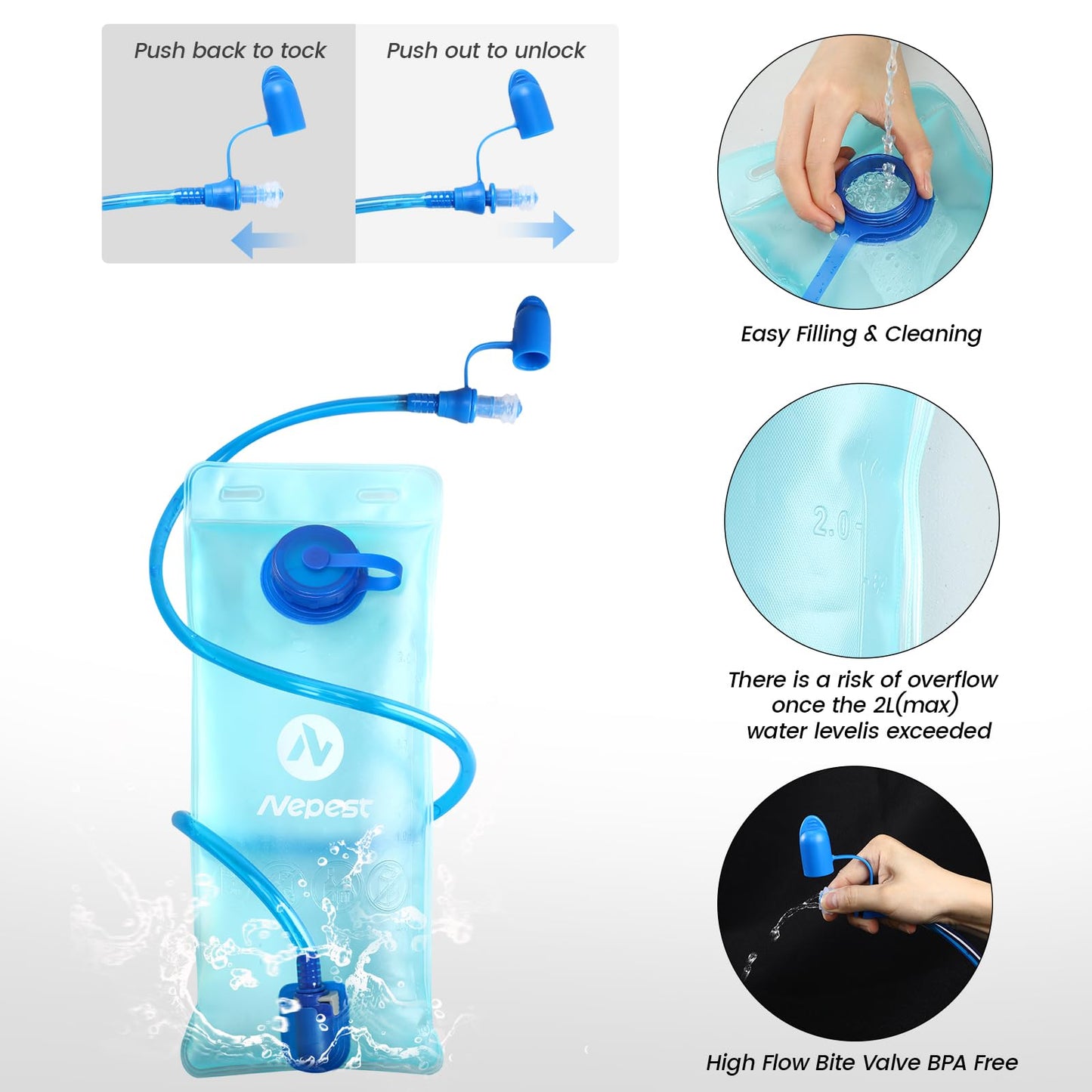 Nepest Hydration Backpack with 2L Water Bladder Water Back Pack