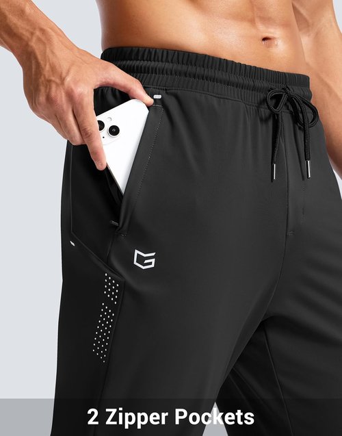 G Gradual Men's Joggers - Athletic Workout Pants with Zipper Pockets | Stretchy Running Sweatpants