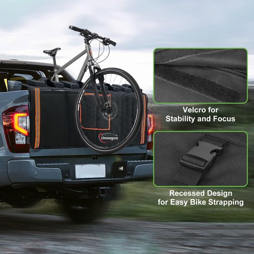 Umaogus Tailgate Bike Pad, 52in Upgraded Thickened Groove Design Truck Tailgate Pad for Mountain Bikes, Road Bicycle, Tailgate Cover with Reflective Strips and Tool Pockets