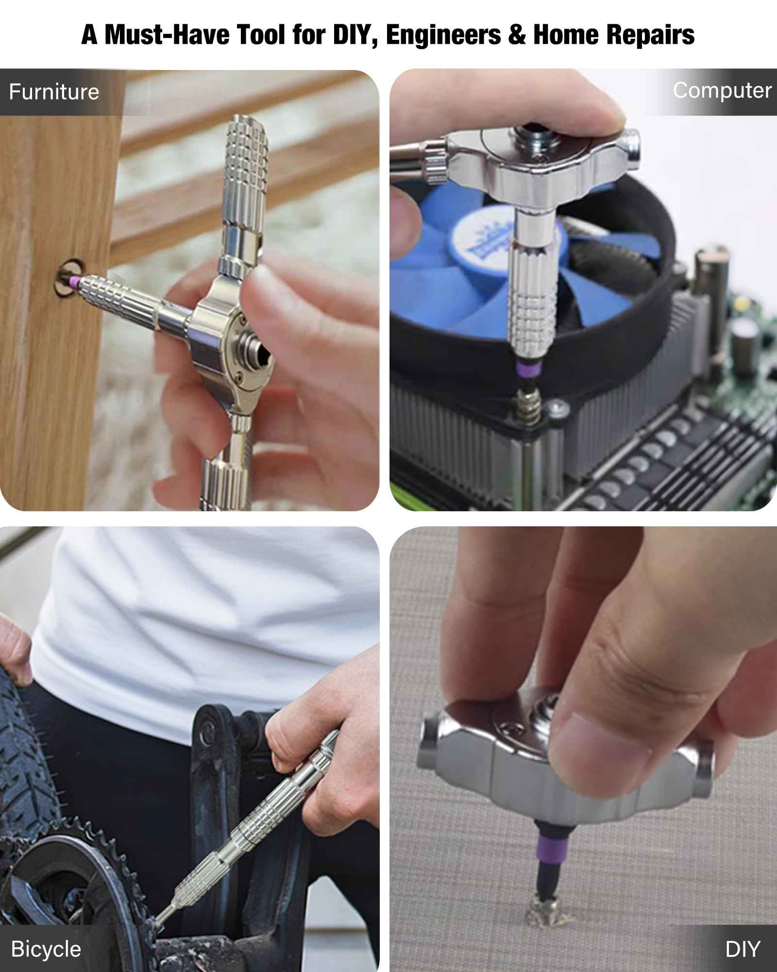 40 in 1 Magnetic Screwdriver Set, Detachable T Handle Ratchet Screwdriver Set, Portable DIY Ratcheting Screwdriver Multi S2 Steel Bits Repair Small Tool Kit for Computer, Mobile, Bicycle, Furniture