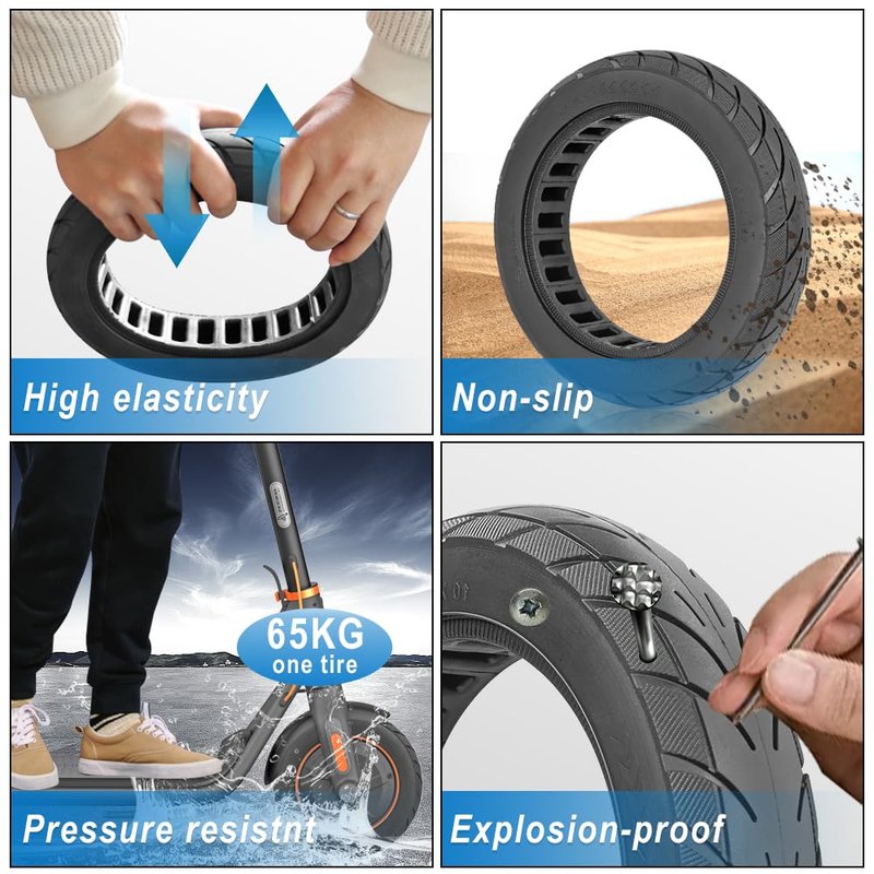 2Pcs Solid Tire for Xiaomi m365 Electric Scooter MIJIA Mi m365 pro/gotrax gxl V2/gotrax XR, 8.5 inches Front or Rear Replacement Electric Scooter Honeycomb Wheels with 4 Tool Accessories for Sports