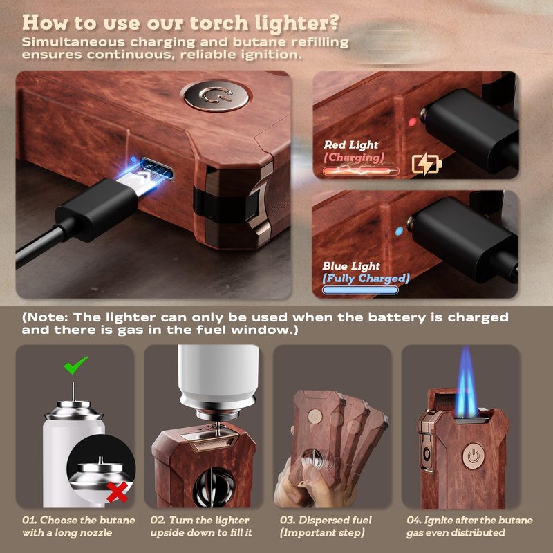 5-in-1 Torch Lighter with Tool, Holder, Punch, Draw Enhancer Tool, Double Jet Flame, Windproof Rechargeable Lighters, Versatile Gifts for Men, Refillable Butane Lighter for Candles, Travel