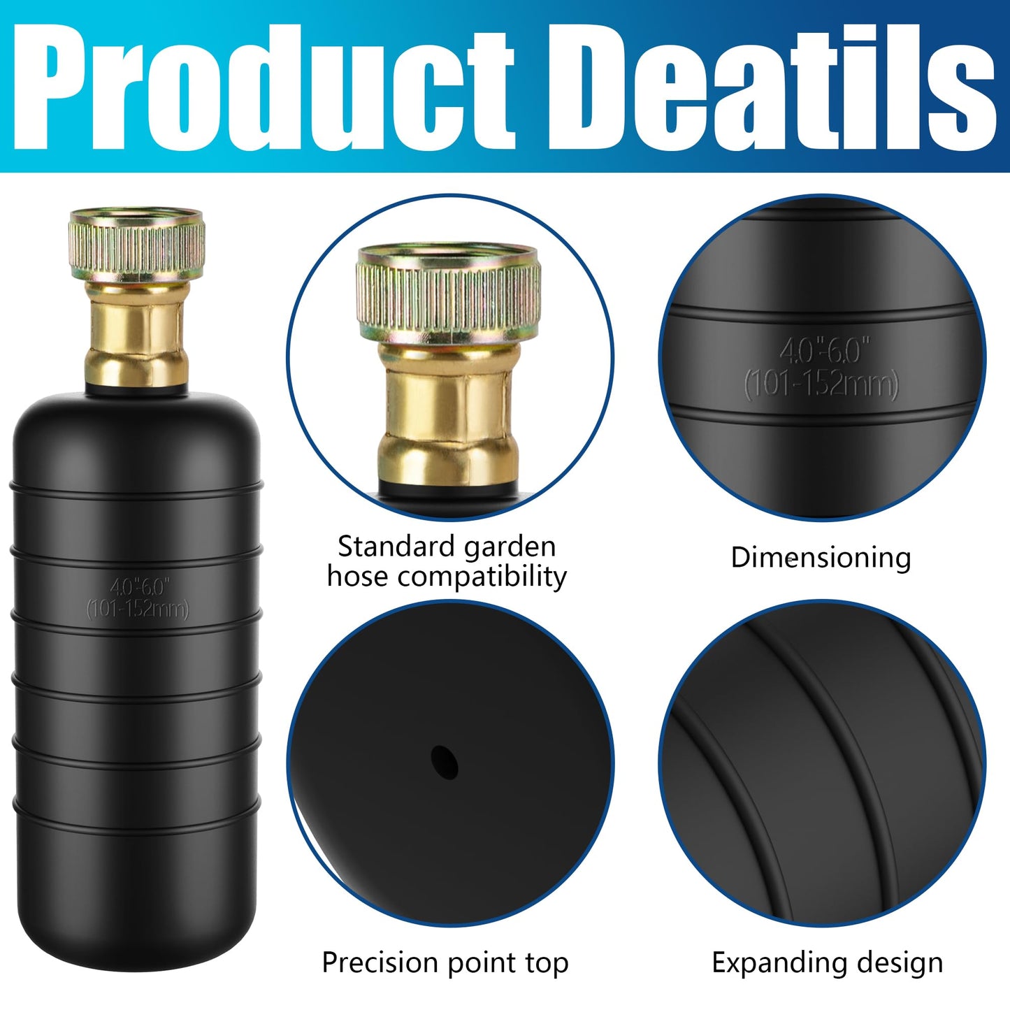 Nkiy Quen 3 Pcs Drain Bladders,Rubber Bladder Drain Cleaners Fit 1" to 6" Drain Pipes,Drain Blockage Unclog Kits for Bathroom Drains Kitchen Sinks