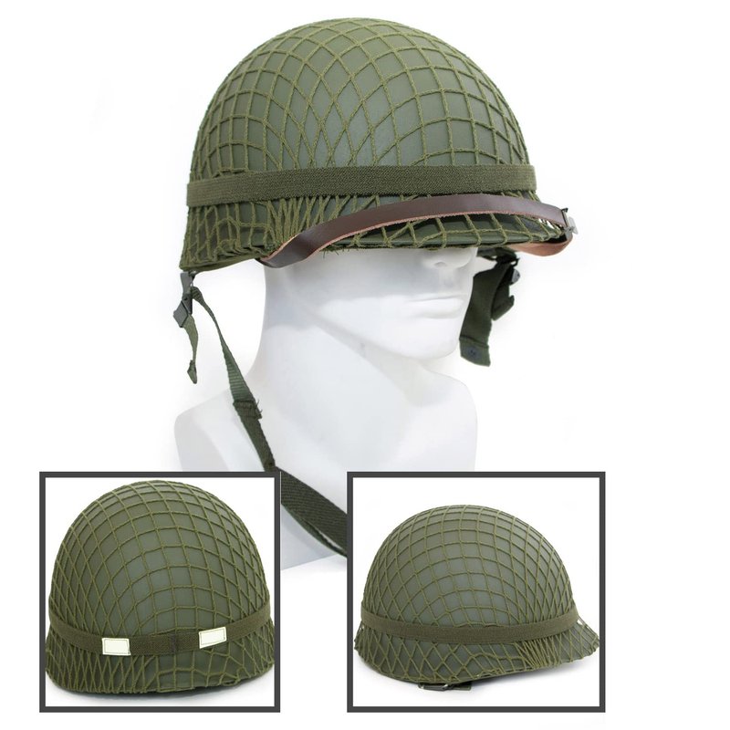 WWII US WW2 M1 Helmet Steel Shell with Net Cover Chin Strap