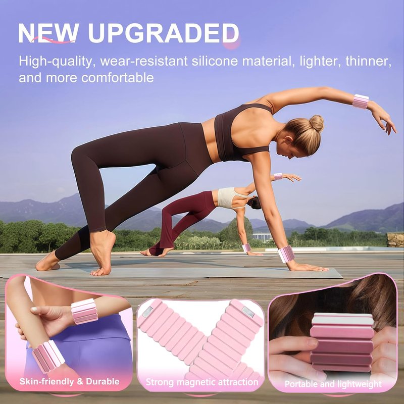 Pilates Wrist Weights, Ankle Weights for Women, Magnetic weight-bearing wristband 2 Pack (1.1LB Each)–Stackable, Silicone (Waterproof), Non-Slip, Easy Wear, Adjustable (Men & Women), Ideal for Jogging/Yoga & More, Swimming Great Gift