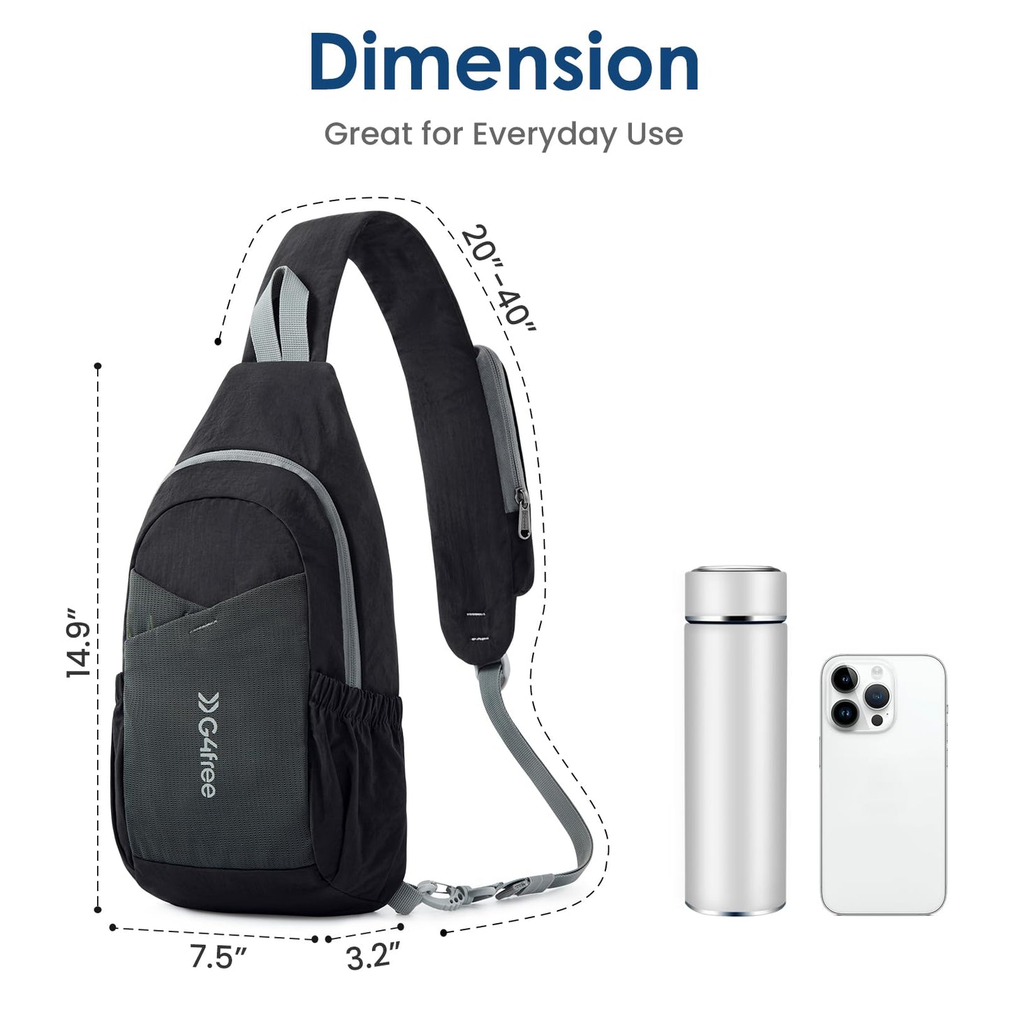 G4Free Sling Bag Casual Chest Shoulder Handbag Crossbody Backpack for Men with Front Pocket (Black)