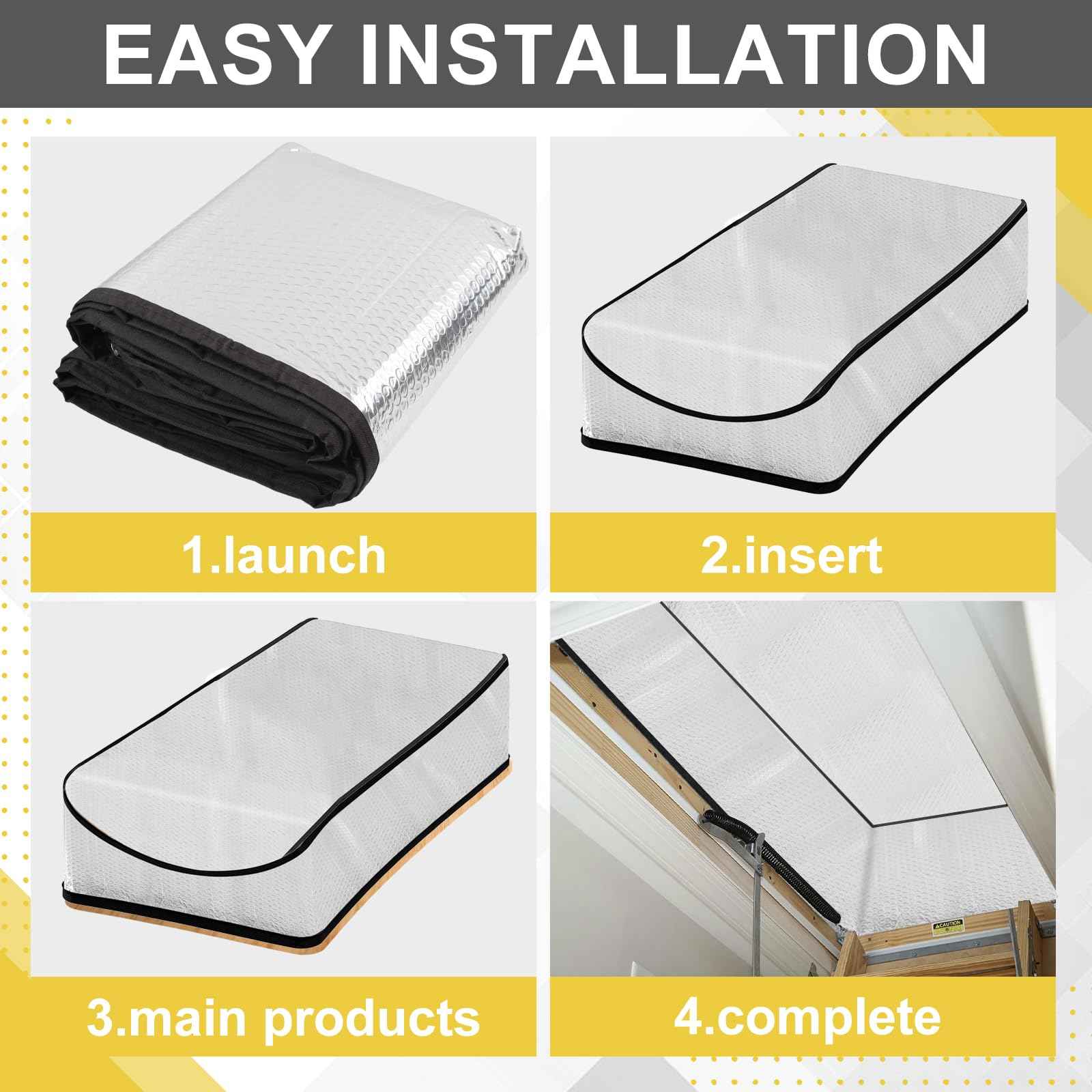Attic Stairway Insulation Cover 25”x54”x11”, Attic Stairs Door Ladder Insulator Pull Down Tent with