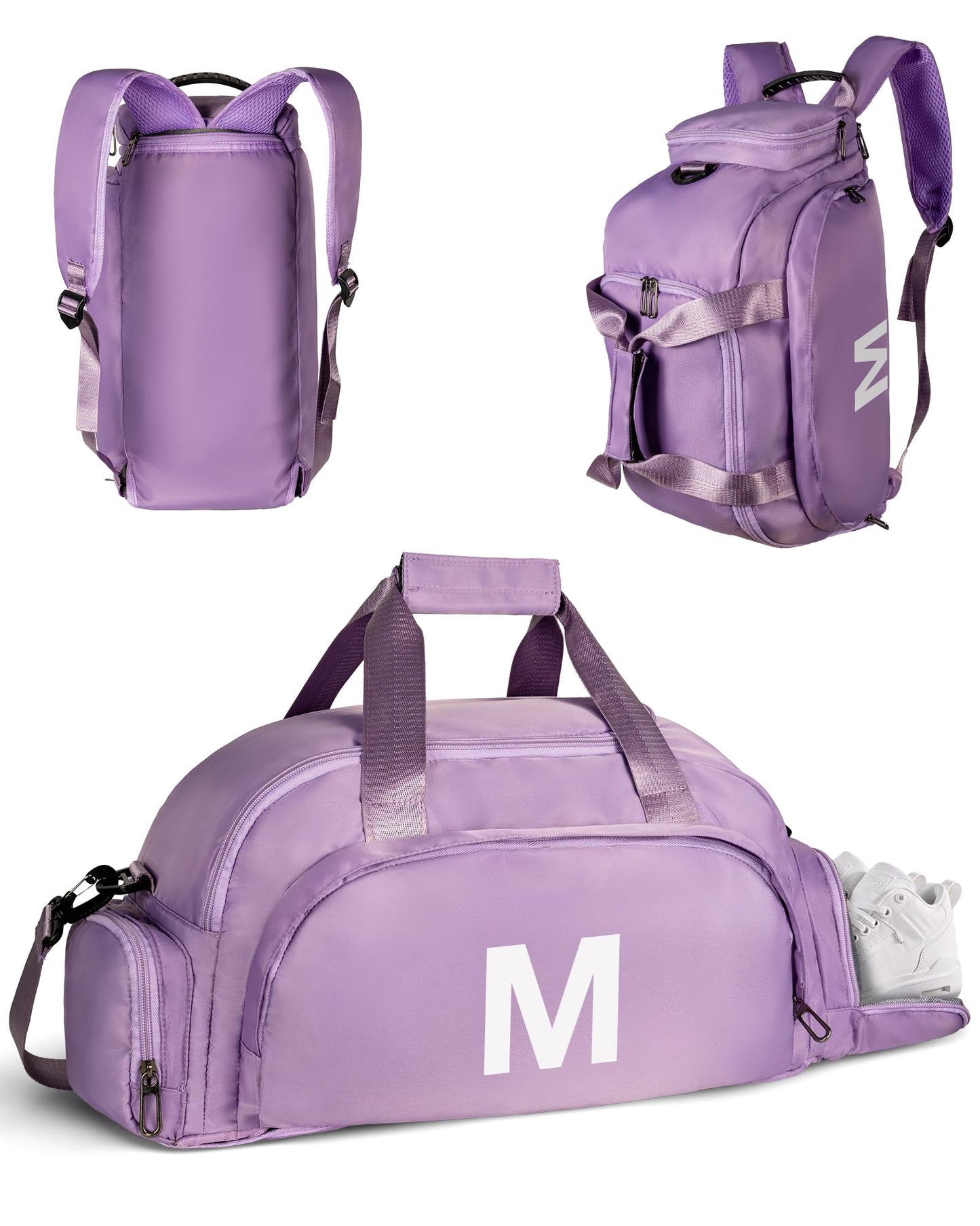 Vogewood Teen Girl Gifts Trendy Stuff, Initial Gym Bags with Shoe Compartment, Dance Bag for Girls, Monogram Kid Overnight Bags, Birthday Gifts for Granddaughter-Holiday Gift Set (Letter M)