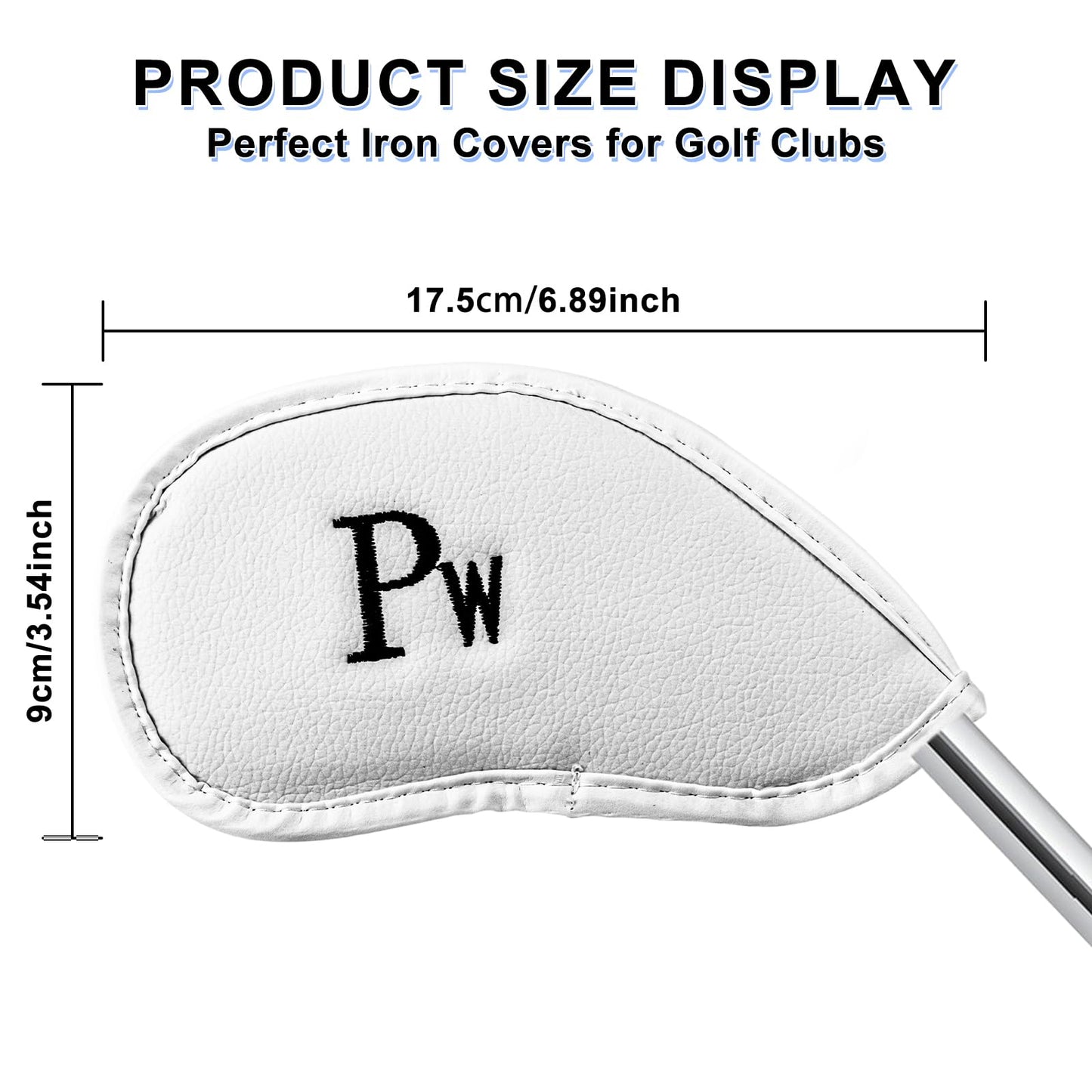 10PCS Premium Synthetic Leather Golf Club Covers, White Thick Golf Iron Covers, Durable and Stylish Head Covers for Golf Clubs, Fits Most Clubs