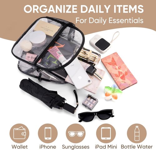 JOWURY Clear Stadium Backpack - Waterproof PVC, Reinforced Straps | 12x6x12, Ideal for Events