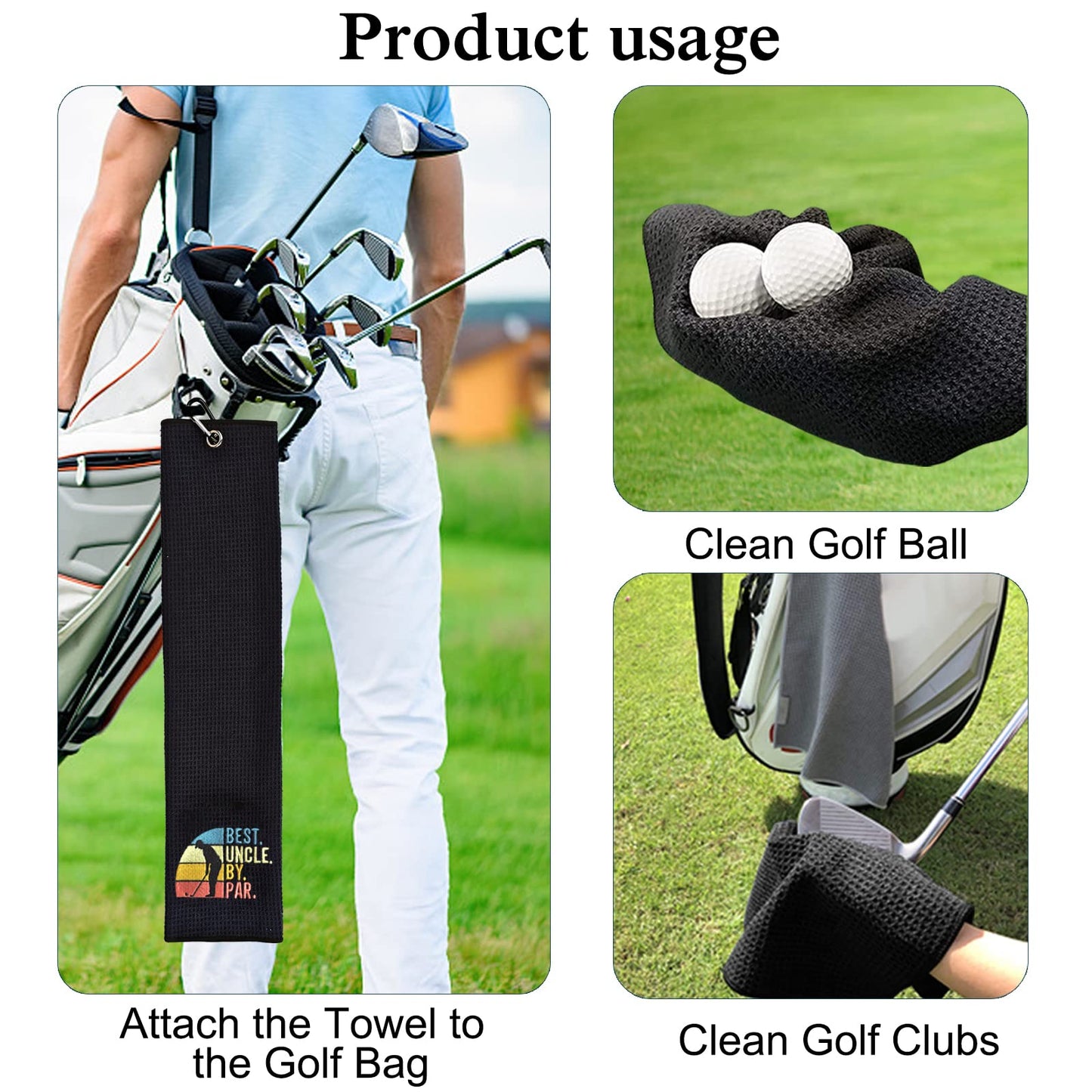 DYJYBMY Best Uncle by Par Embroidered Golf Towel with Clip, Retro Golf Accessories for Men, Retirement Gifts for Golfer, Birthday Fathers Day Appreciation Gifts for Husband Uncle Grandpa Dad